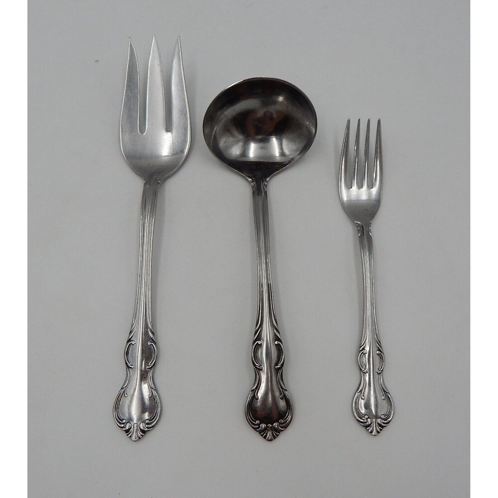 Reed & Barton Rebacraft La Femme Stainless Set Meat Fork Gravy Ladle Salad Fork